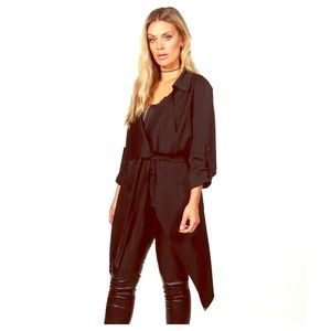 Boohoo Plus Belted Waterfall Duster Coat